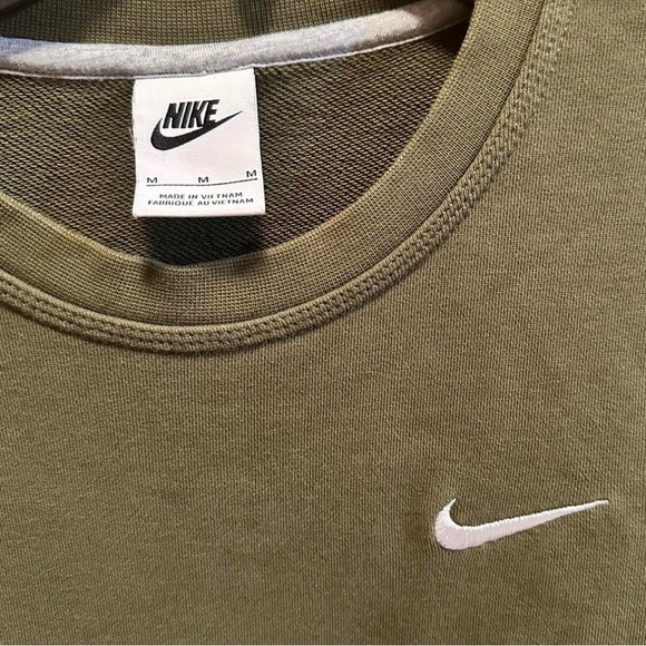 Nike Classic Olive Crewneck Cotton Sweater Womens Medium - Picture 4 of 6